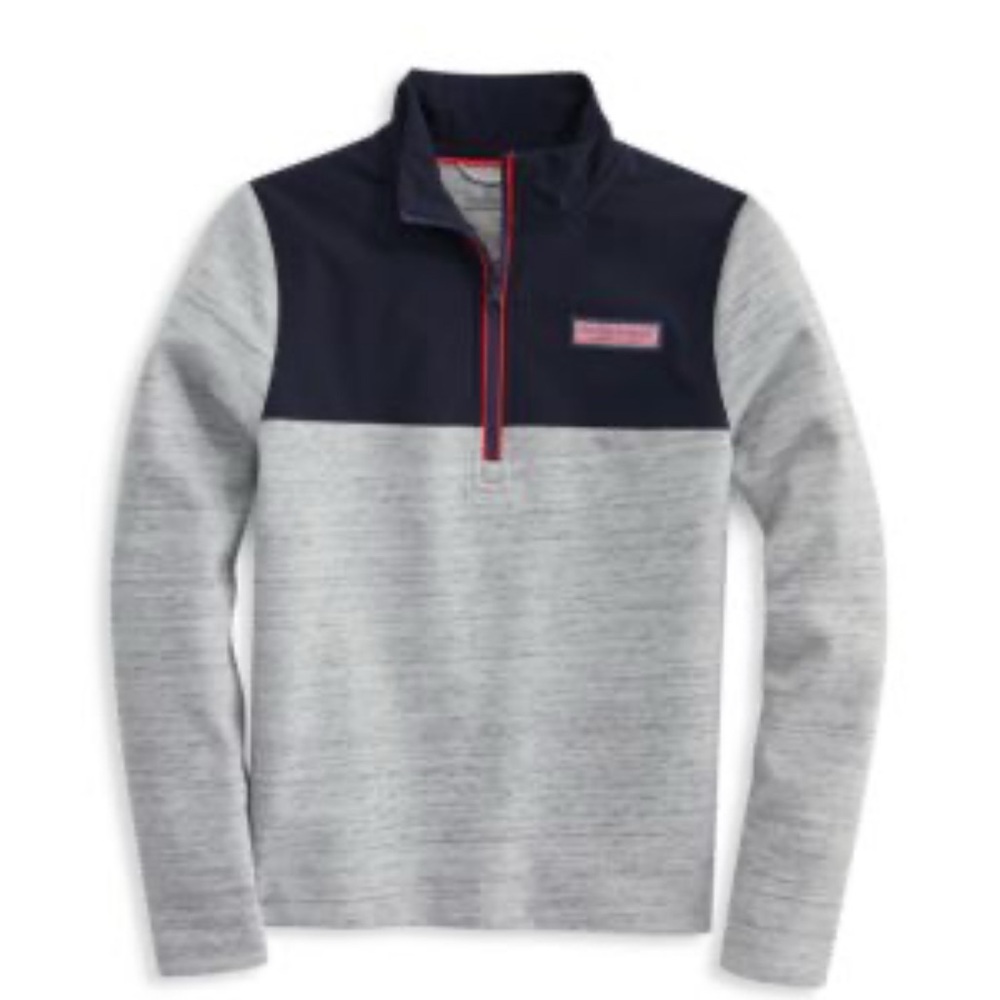 Vineyard Vines Gray and Blue Quarter-Zip Sweatshirt Boys M
